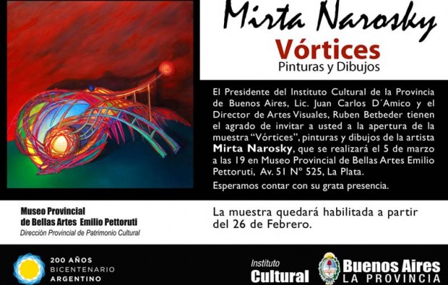 Mirta Narosky y su muestra “Vórtices” en el Museo Provincial de Bellas Artes “Emilio Pettoruti”