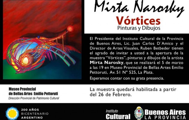 Mirta Narosky y su muestra “Vórtices” en el Museo Provincial de Bellas Artes “Emilio Pettoruti”