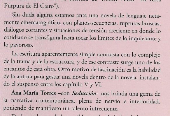 Seducción, la novela de Ana María Torres