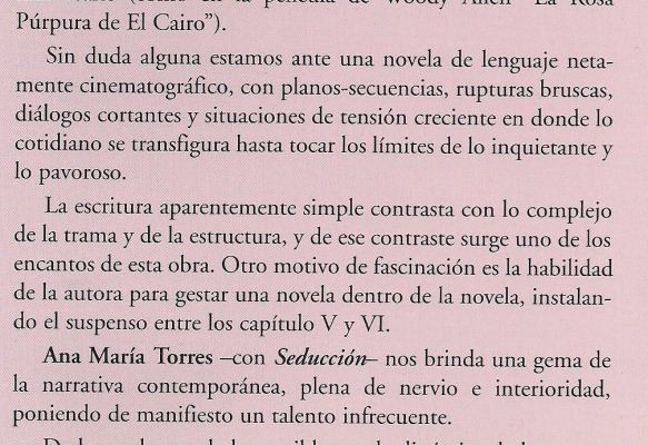 Seducción, la novela de Ana María Torres