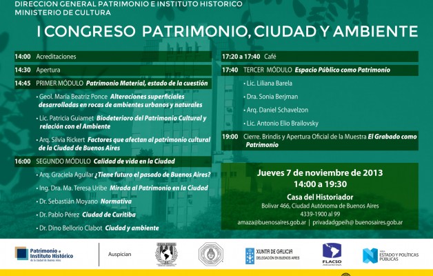 El Congreso sobre Patrimonio, Ciudad y Ambiente se realizará en La Casa del Historiador