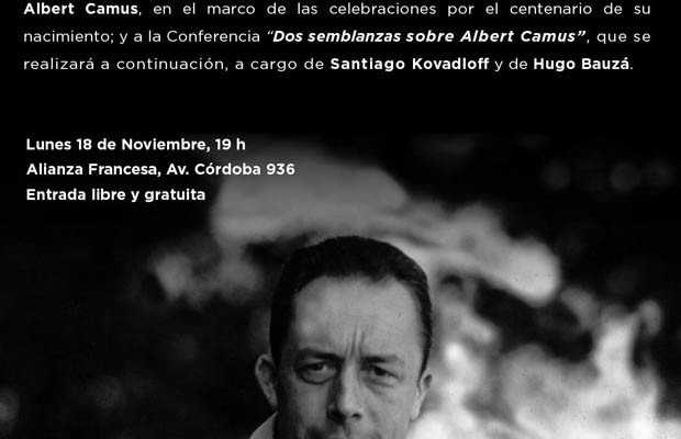 Albert Camus será homenajeado en la Alianza Francesa