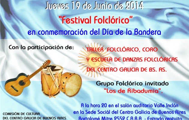 El Centro Galicia de Buenos Aires celebrará el “Día de la Bandera” con un festival folclórico