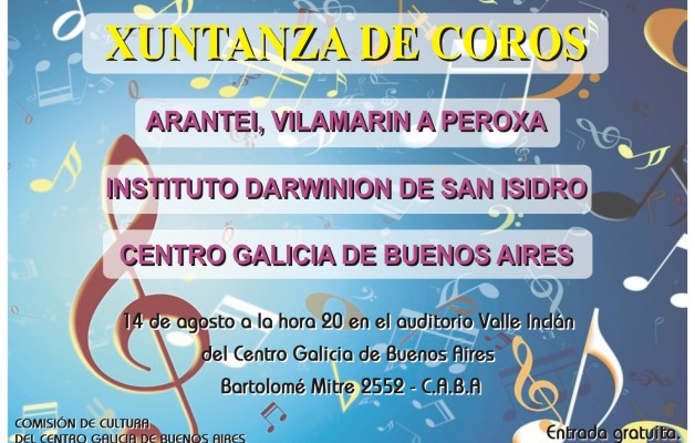 Xuntanza de coros  se presentará en el Centro Galicia de Buenos Aires