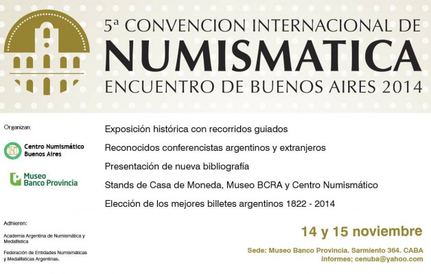 La 5ta Edición Internacional de Numismática se realizará​ en el ​Museo del Banco Provincia