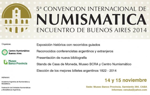 La 5ta Edición Internacional de Numismática se realizará​ en el ​Museo del Banco Provincia
