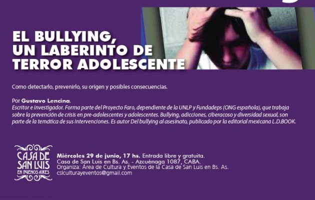 Gustavo Lencina disertará sobre “Por una sociedad sin Bullying” en la Casa de San Luis