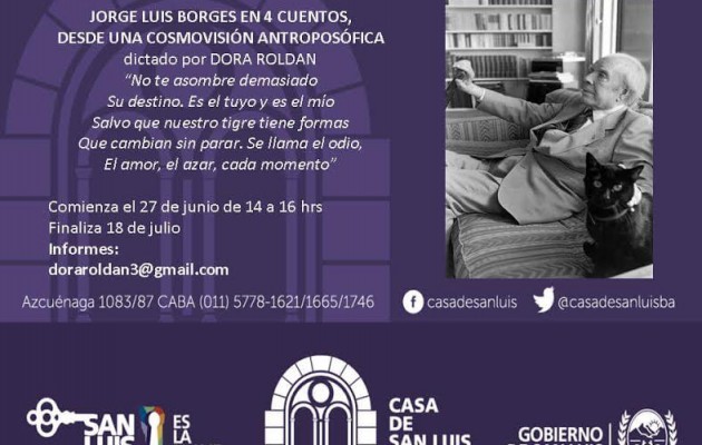 En Casa de San Luis se dictará el taller “Jorge Luis Borges en Cuatro Cuentos”