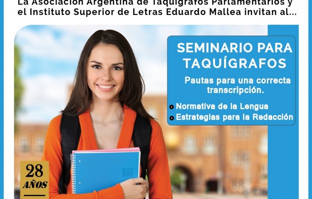 El “Seminario para Taquígrafos” se realizará en el Instituto Eduardo Mallea