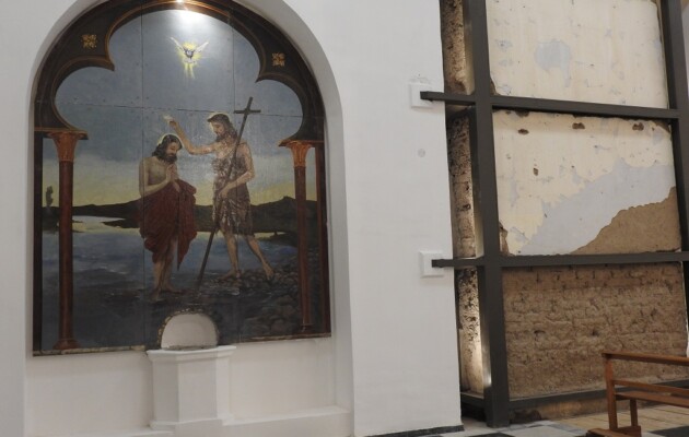 El fresco del Bautismo, una de las reliquias restauradas del templo Arquidiocesano de San José de Jáchal